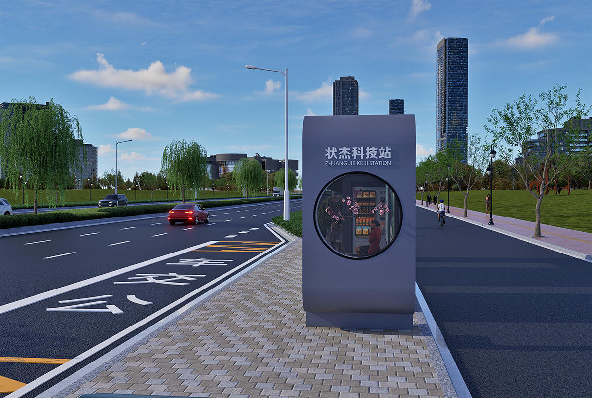 智能公交候車(chē)亭右視圖
