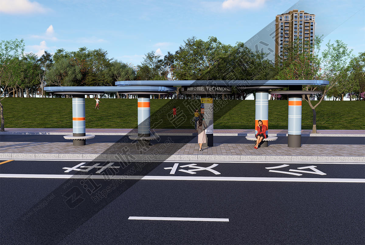 新款創(chuàng)意城市公交車停靠站